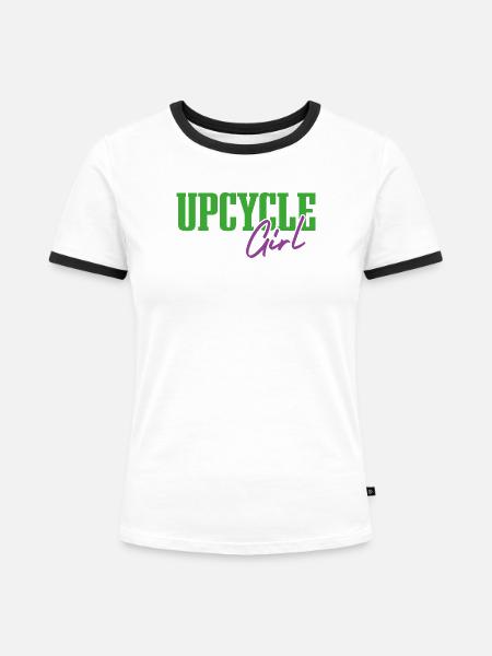 Upcycle Girl - Frauen Kontrast-T-Shirt - Weiß/Schwarz