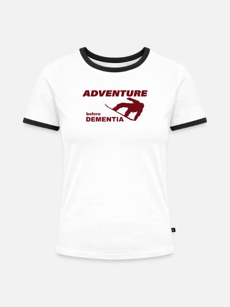 SNOWBOARD ADVENTURE - Frauen Kontrast-T-Shirt - Weiß/Schwarz