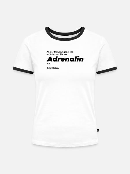 Adrenalin - Frauen Kontrast-T-Shirt - Weiß/Schwarz