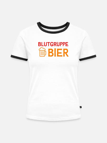 Blutgruppe Bier - Frauen Kontrast-T-Shirt - Weiß/Schwarz