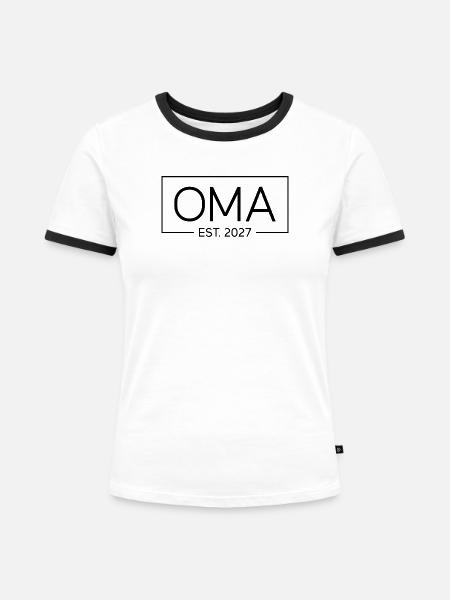 Oma Est. 2027 - Frauen Kontrast-T-Shirt - Weiß/Schwarz