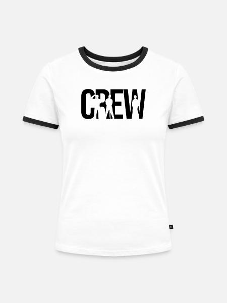 crew - Frauen Kontrast-T-Shirt - Weiß/Schwarz