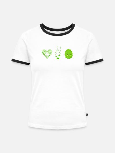 Love Peace Happiness - Frauen Kontrast-T-Shirt - Weiß/Schwarz