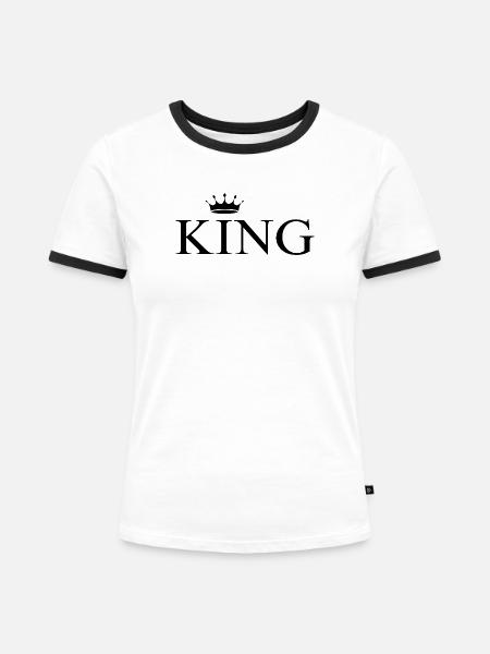 KING - Frauen Kontrast-T-Shirt - Weiß/Schwarz