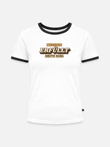 Mission erfüllt - Rente 2026 Retro - Frauen Kontrast-T-Shirt - Weiß/Schwarz