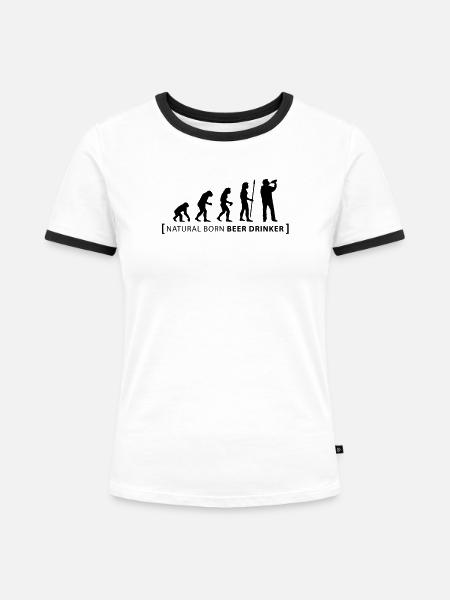 evolution_beer_drinker - Frauen Kontrast-T-Shirt - Weiß/Schwarz