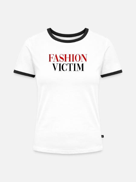 FASHION VICTIM - Frauen Kontrast-T-Shirt - Weiß/Schwarz