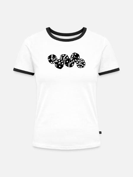 Sechs Würfel nebeneinander - Frauen Kontrast-T-Shirt - Weiß/Schwarz
