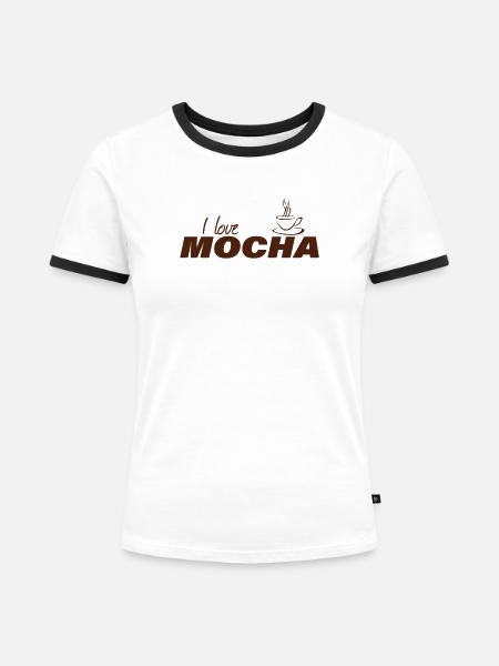 I LOVE MOCHA - Frauen Kontrast-T-Shirt - Weiß/Schwarz