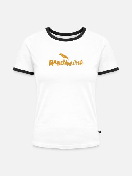 Rabenmutter - Mutter - Mama - Mami - Rabe - Frauen Kontrast-T-Shirt - Weiß/Schwarz