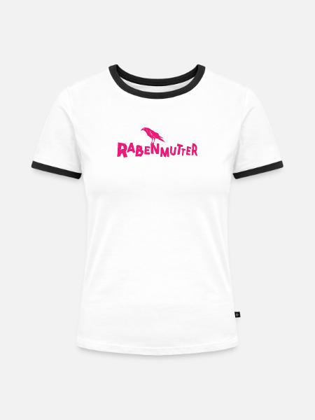 Rabenmutter - Mutter - Mama - Mami - Rabe - Frauen Kontrast-T-Shirt - Weiß/Schwarz