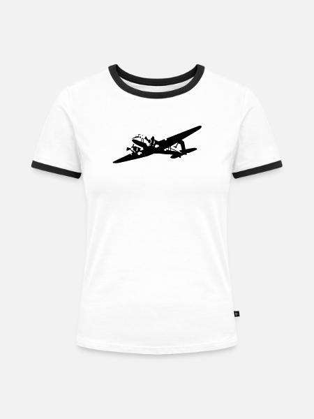 DC-3 - Frauen Kontrast-T-Shirt - Weiß/Schwarz