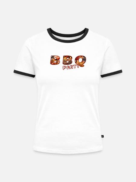 Grillparty - Frauen Kontrast-T-Shirt - Weiß/Schwarz