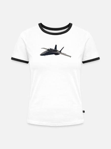F-18 - Frauen Kontrast-T-Shirt - Weiß/Schwarz