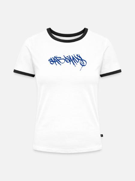 Sargans T-Shirt für echte Sarganser - Frauen Kontrast-T-Shirt - Weiß/Schwarz