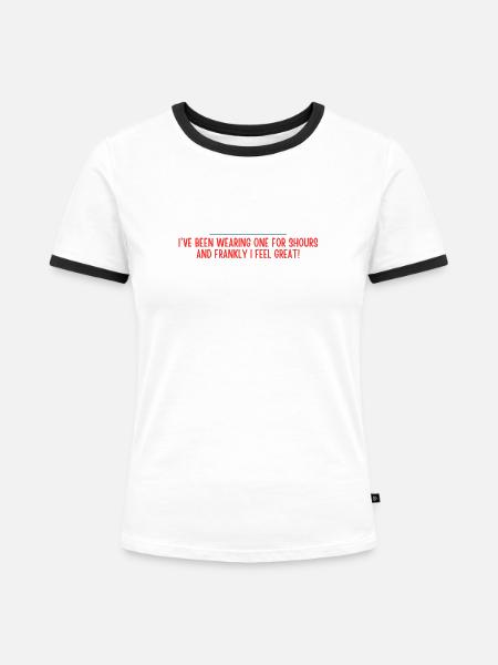 Einstündige Jogging-Zitat-Tee - Frauen Kontrast-T-Shirt - Weiß/Schwarz