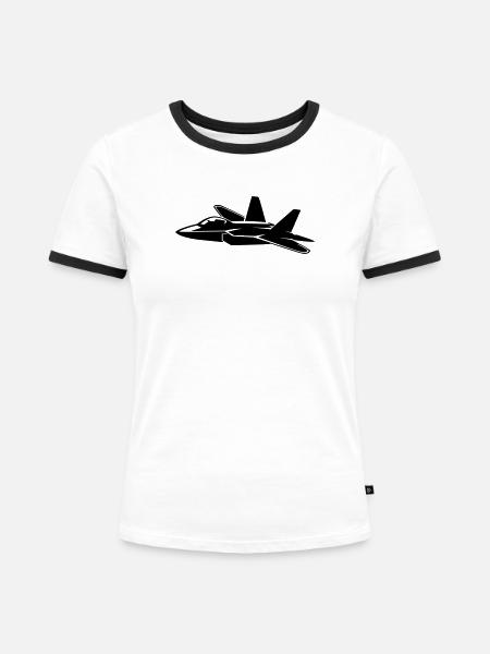 Flugzeug - Frauen Kontrast-T-Shirt - Weiß/Schwarz