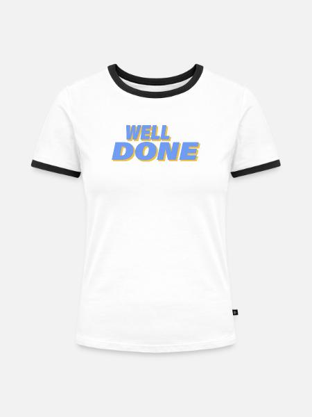 WELL DONE - Frauen Kontrast-T-Shirt - Weiß/Schwarz