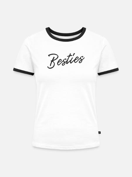 Besties forever  - Frauen Kontrast-T-Shirt - Weiß/Schwarz