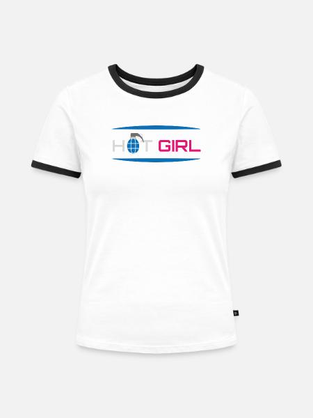Heiße sexy Girl Power - Frauen Kontrast-T-Shirt - Weiß/Schwarz