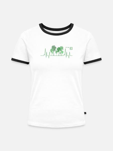 Baum Herzschlag Wald Natur Förster - Frauen Kontrast-T-Shirt - Weiß/Schwarz