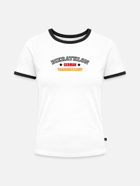 Bierathlon Trainingscamp - Frauen Kontrast-T-Shirt - Weiß/Schwarz