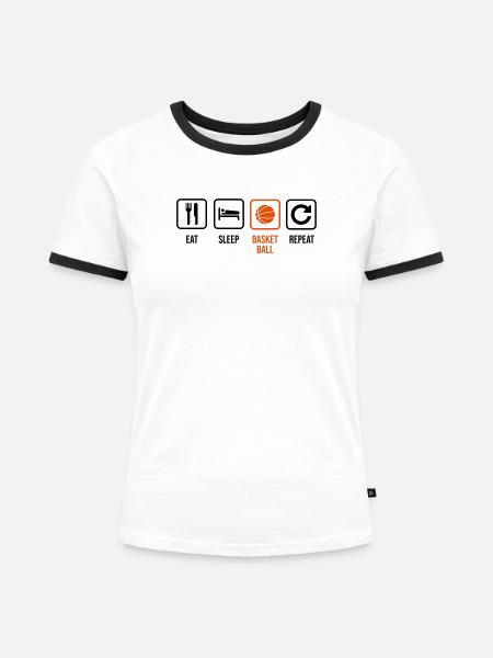Basketballer - Frauen Kontrast-T-Shirt - Weiß/Schwarz