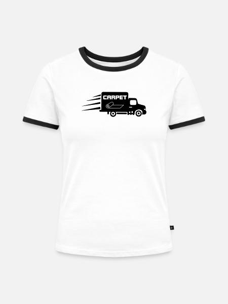 Teppichrollen Logo Auto - Frauen Kontrast-T-Shirt - Weiß/Schwarz