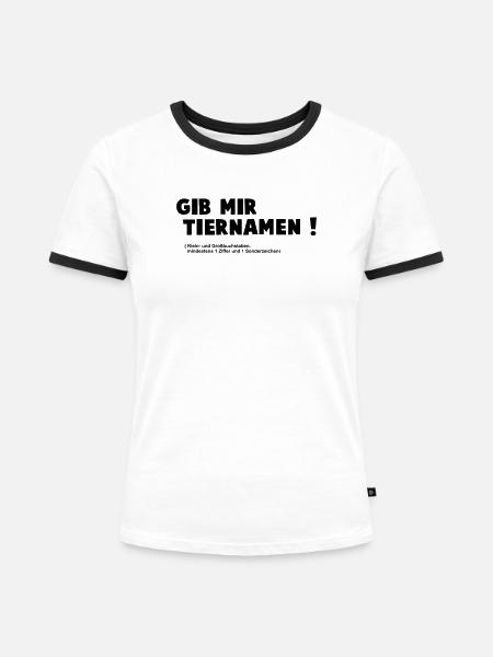 Gib mir Tiernamen - Frauen Kontrast-T-Shirt - Weiß/Schwarz