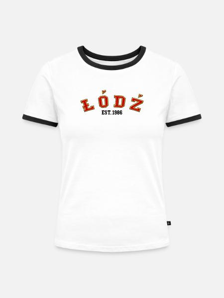 Łódź gegründet 1986 - Frauen Kontrast-T-Shirt - Weiß/Schwarz