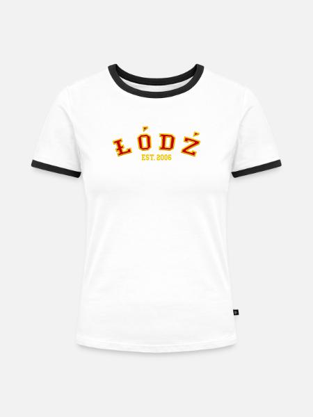 Łódź gegründet 2006 - Frauen Kontrast-T-Shirt - Weiß/Schwarz