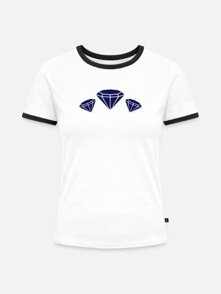 diamonds diamant kristall crystal - Frauen Kontrast-T-Shirt - Weiß/Schwarz