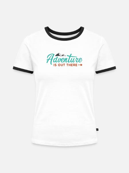 Abenteuer ist da draußen - Frauen Kontrast-T-Shirt - Weiß/Schwarz