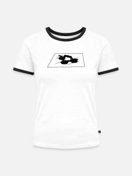Glasvakuumglaser mit Glaslandschaft - Frauen Kontrast-T-Shirt - Weiß/Schwarz