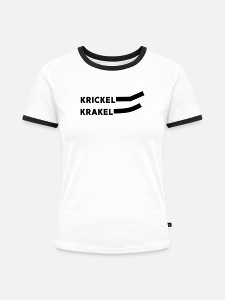 Krickel Krakel - Frauen Kontrast-T-Shirt - Weiß/Schwarz
