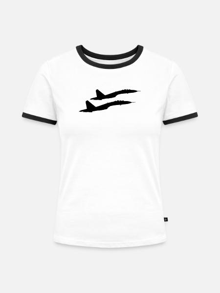 Su-35 - Frauen Kontrast-T-Shirt - Weiß/Schwarz