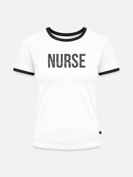 Examinierte Krankenschwester – Pflegegeschenk - Frauen Kontrast-T-Shirt - Weiß/Schwarz