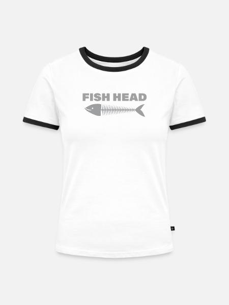 FISH HEAD - Frauen Kontrast-T-Shirt - Weiß/Schwarz