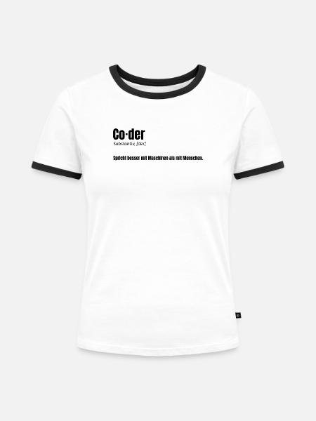 Coder - witziges Design für Entwickler - Frauen Kontrast-T-Shirt - Weiß/Schwarz