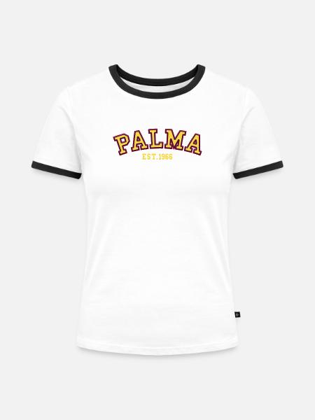 Palma gegründet 1966 - Frauen Kontrast-T-Shirt - Weiß/Schwarz