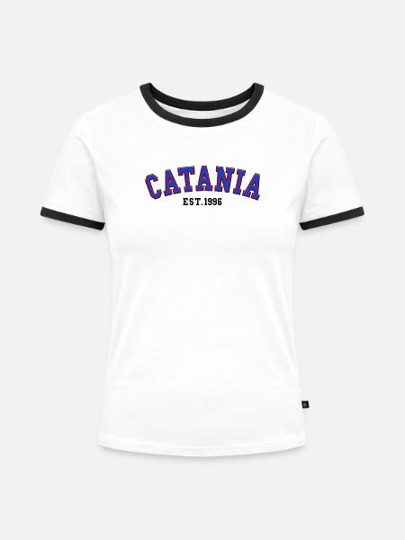 Catania gegründet 1996 - Frauen Kontrast-T-Shirt - Weiß/Schwarz