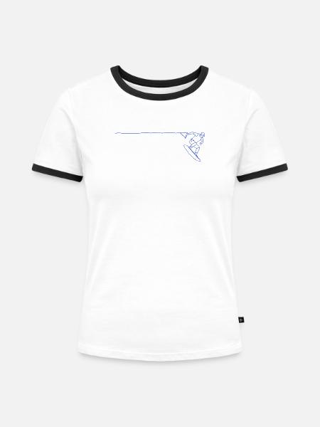 Wakeboard - Frauen Kontrast-T-Shirt - Weiß/Schwarz