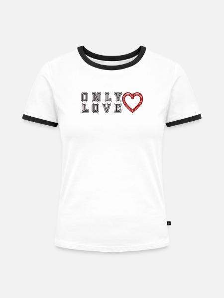 Nur L - Frauen Kontrast-T-Shirt - Weiß/Schwarz