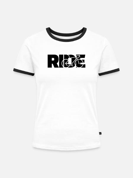 Fahrt: Rennrad - Frauen Kontrast-T-Shirt - Weiß/Schwarz