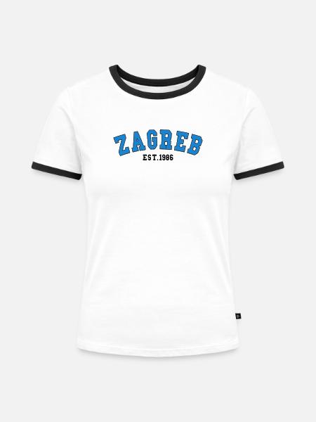 Zagreb gegründet 1986 - Frauen Kontrast-T-Shirt - Weiß/Schwarz
