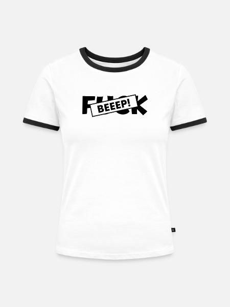 Zensur Piep Geräusch Fuck - Frauen Kontrast-T-Shirt - Weiß/Schwarz