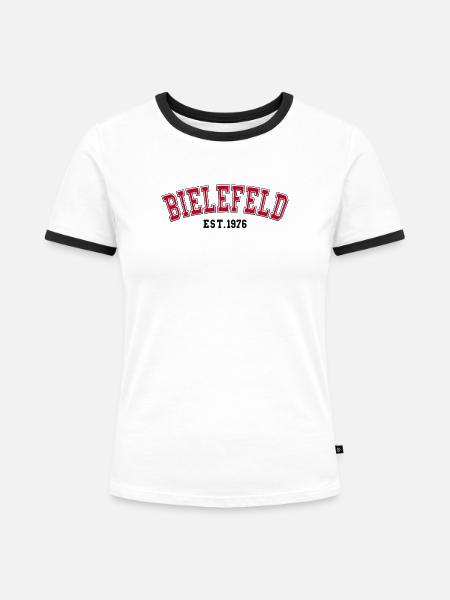 Bielefeld gegründet 1976 - Frauen Kontrast-T-Shirt - Weiß/Schwarz