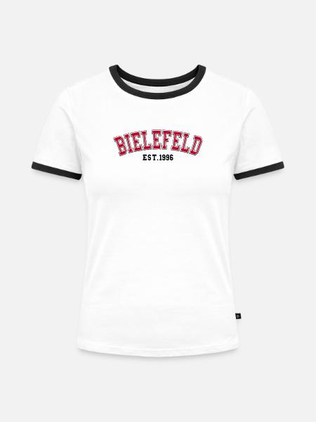 Bielefeld gegründet 1996 - Frauen Kontrast-T-Shirt - Weiß/Schwarz
