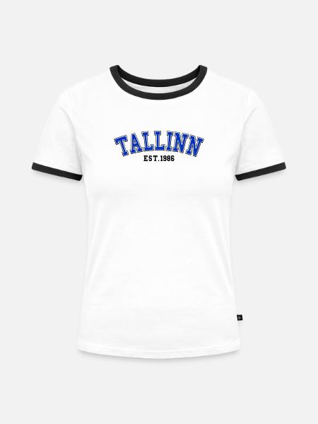 Tallinn gegründet 1986 - Frauen Kontrast-T-Shirt - Weiß/Schwarz