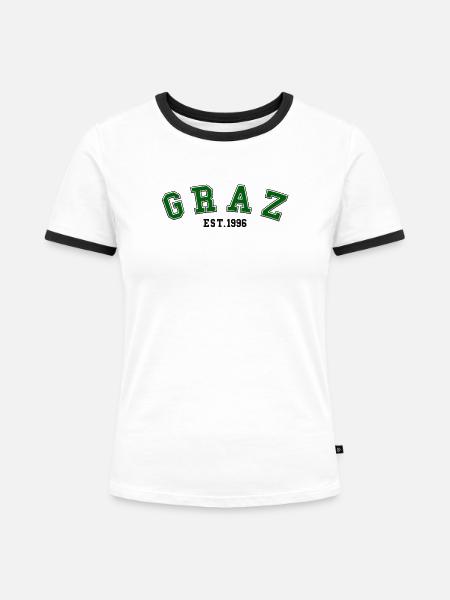 Graz gegründet 1996 - Frauen Kontrast-T-Shirt - Weiß/Schwarz